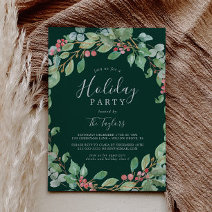 Christmas Greenery Wreath Holiday Party Invitation