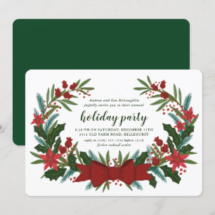 Christmas Greenery Wreath Holiday Party Invitation