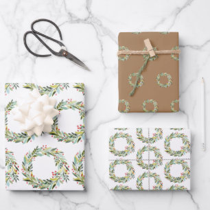 Christmas Greenery Wreath Holiday Wrapping Paper Sheet