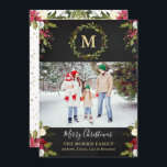 Christmas Greenery Wreath Monogram Photo Holiday Card<br><div class="desc">Christmas Greenery Wreath Monogram Photo Holiday Card</div>