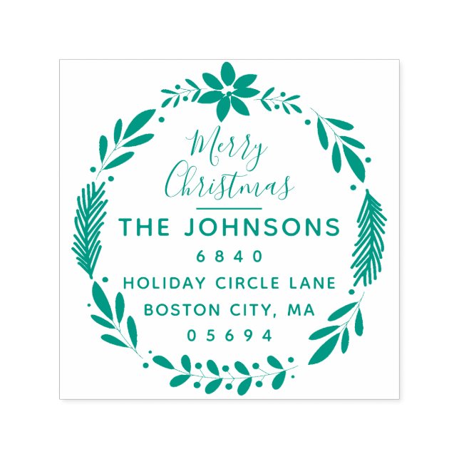 Christmas Greenery Wreath Return Address Self-inking Stamp (Design)