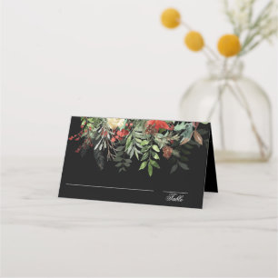 Christmas Greens Black Christmas Wedding Place Card
