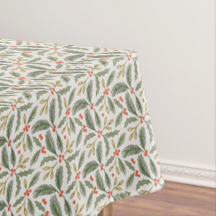Christmas Greens, Holly and Pine design Tablecloth