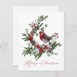 Christmas Greens, Pine Cones, Red Grey Wren