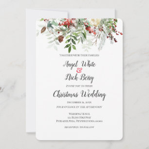 Christmas Greens/Snowflakes/Holiday Wedding Announ Announcement