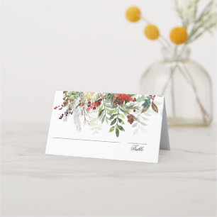 Christmas Greens   White   Christmas  Wedding Place Card