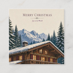 Christmas Greeting Alpine Winter Chalet Snowy  Enclosure Card
