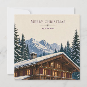 Christmas Greeting Alpine Winter Chalet Snowy  Invitation