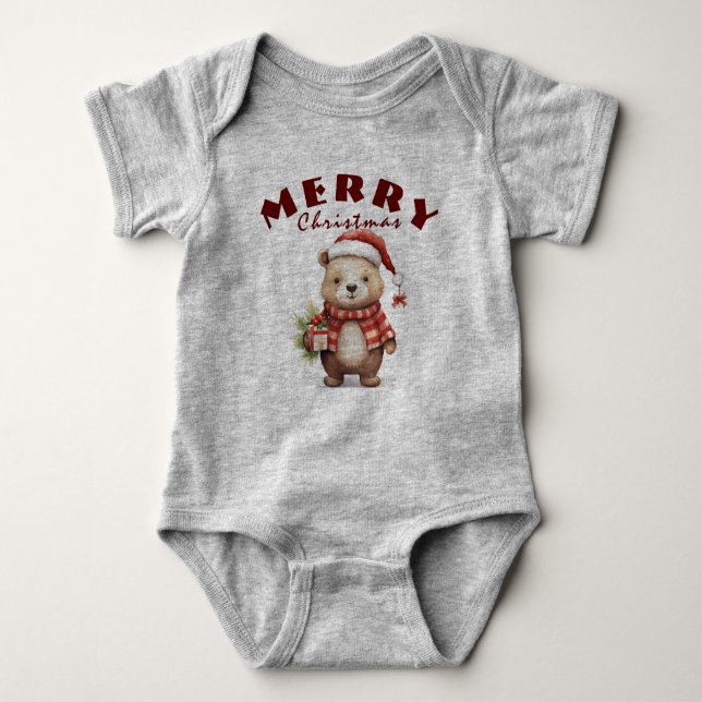 Christmas greeting  baby bodysuit (Front)
