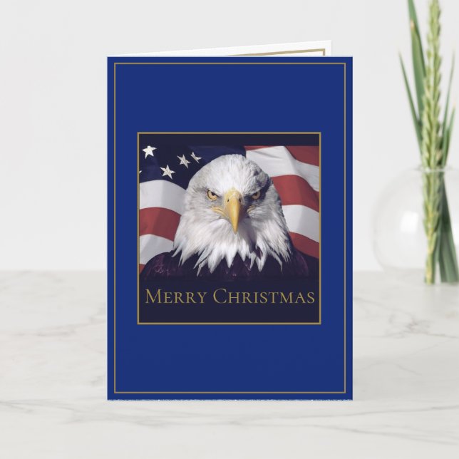 Christmas Greeting Card American Flag & Eagle (Front)