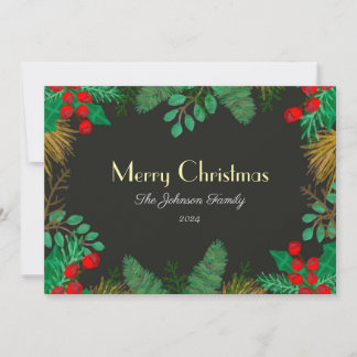 Christmas Greeting Card for Family, Friends - Grey