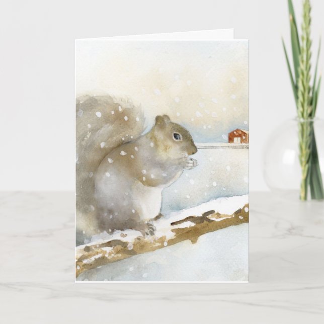 Christmas Greeting Card - Squirrel in Winter (Front)