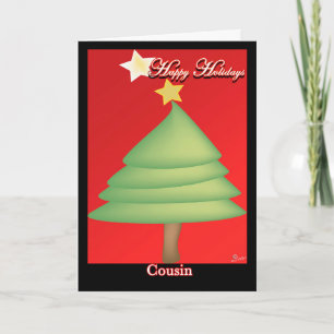 Christmas greeting Card Tree Happy Holidays Cousin