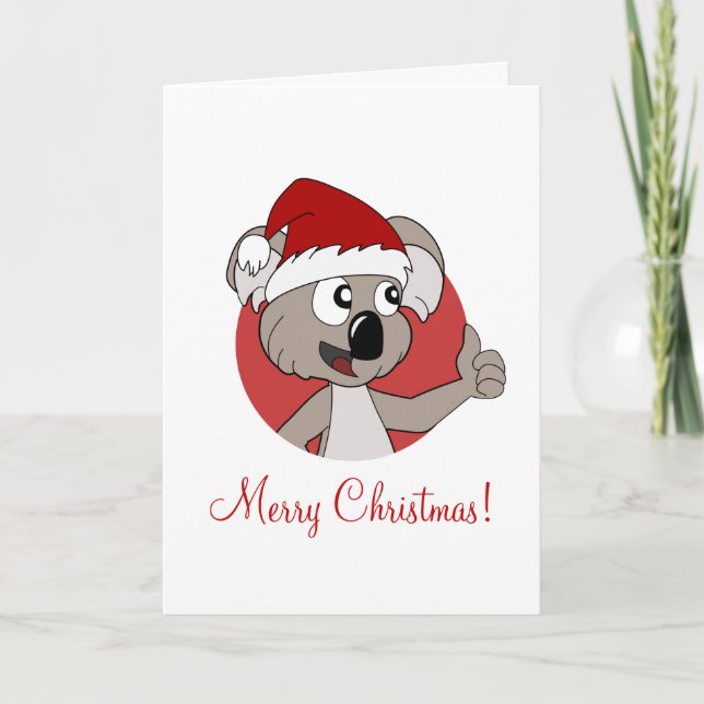 Christmas greeting card with cartoon koala (Front)