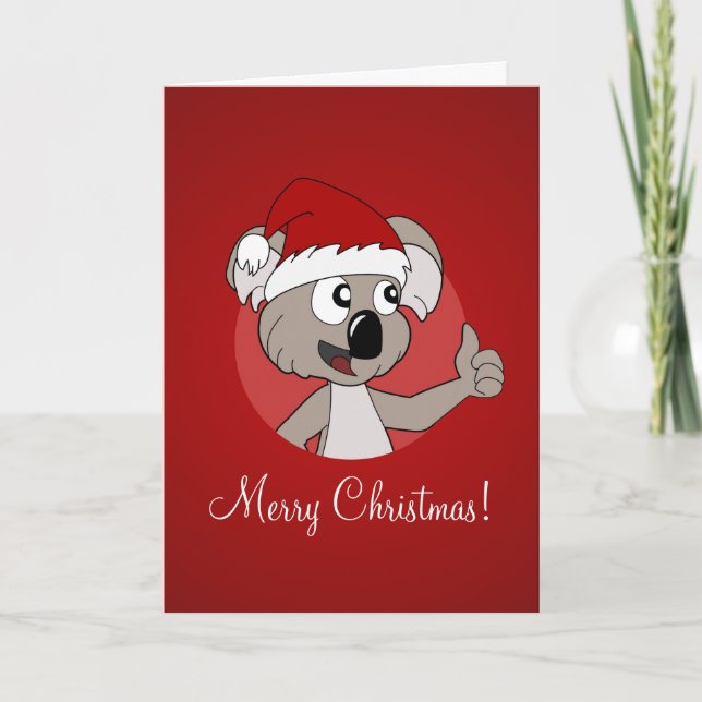 Christmas greeting card with cartoon koala (Front)