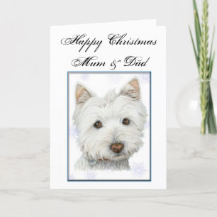 Christmas Greeting Card, with Cute Westie Dog Holiday Card