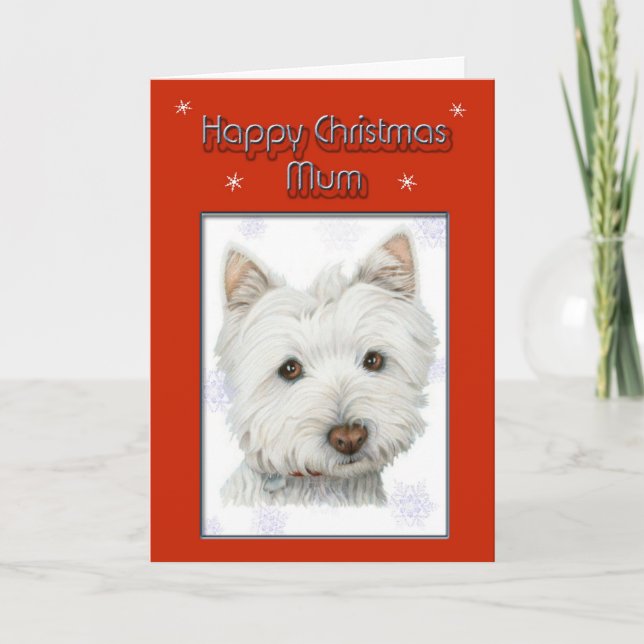christmas greeting card, with cute westie dog holiday card (Front)