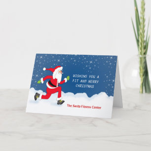 Christmas Greeting card with Jogging Santa Snow