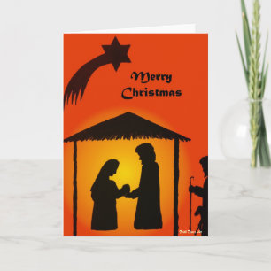 Christmas Greeting Card with Nativity Silhouette