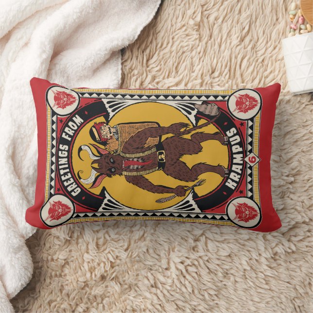 Christmas Greeting from Krampus Sign Carrying Toys Lumbar Cushion (Blanket)