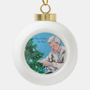 Christmas greeting from NANNY/GRAMMY Handpainted Ceramic Ball Christmas Ornament