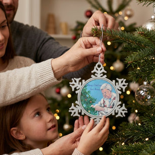 Christmas greeting from NANNY/GRAMMY handpainted Snowflake Pewter Christmas Ornament