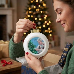 Christmas greeting from NANNY/GRAMMY Personalise Ceramic Ball Christmas Ornament