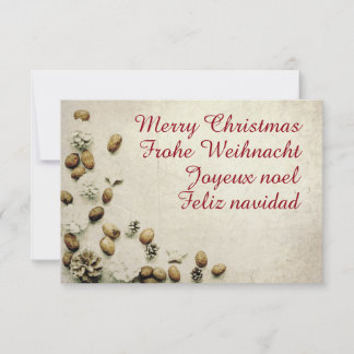 Christmas Greeting in Four Languages with Nuts