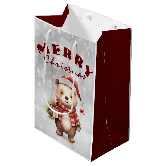 Christmas greeting  medium gift bag (Front Angled)