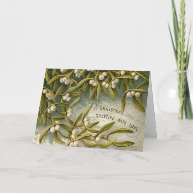 Christmas Greeting Mistletoe Vintage Holiday Card (Front)