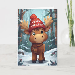 Christmas Greeting Moose Holiday Card