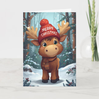 Christmas Greeting Moose Holiday Card