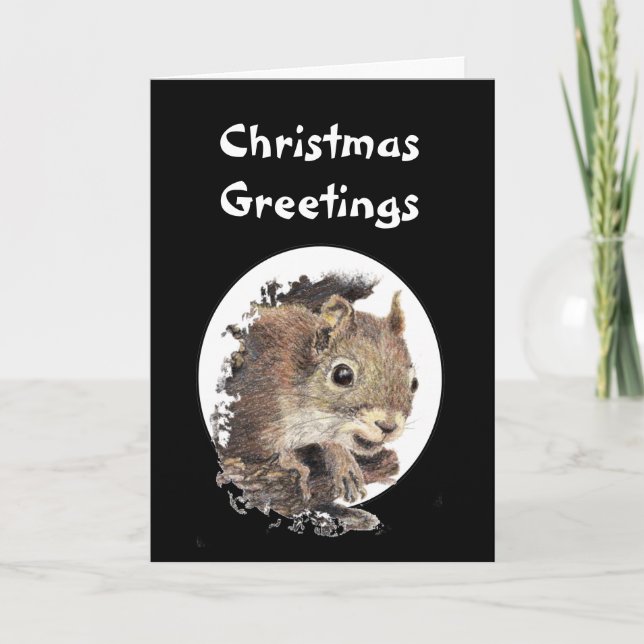 Christmas Greeting Original Nutcracker Squirrel Holiday Card (Front)