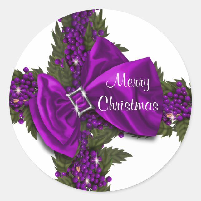 Christmas greeting seals purple PERSONALIZE (Front)