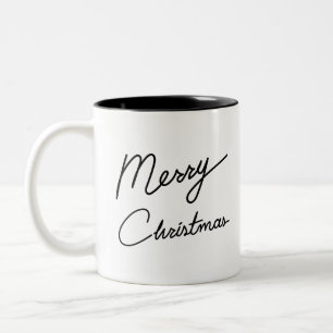 Christmas greeting sticker typography, ink Two-Tone coffee mug