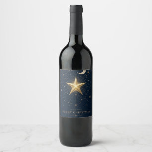 Christmas Greeting Vintage Celestial Night Sky Wine Label