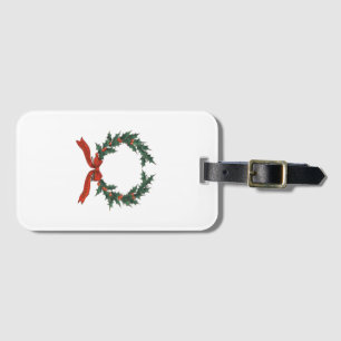 Christmas Greeting Wreath - Red & Green Classic Luggage Tag