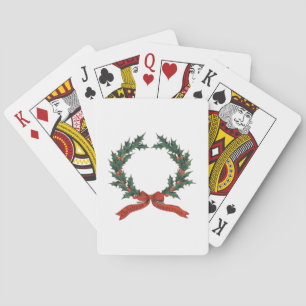 Christmas Greeting Wreath - Red & Green Classic Playing Cards