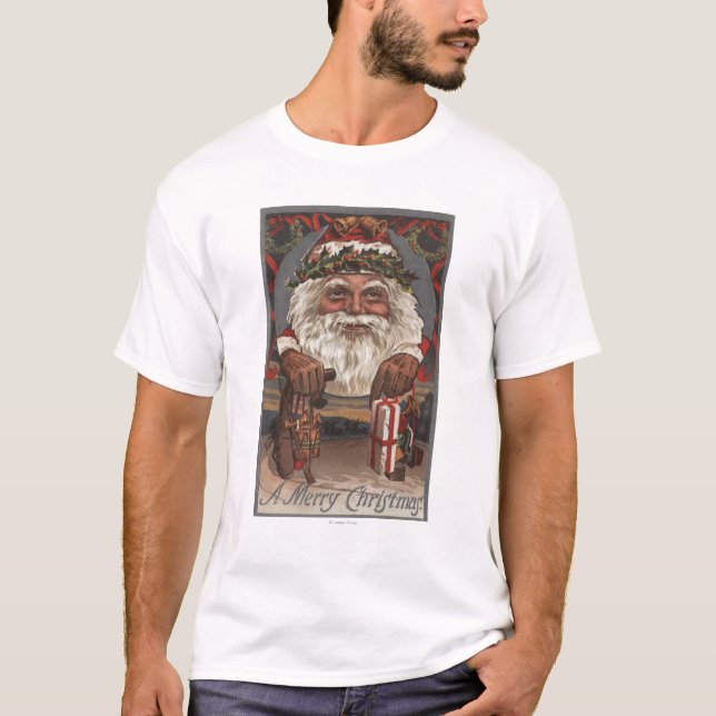 Christmas GreetingBig Santa Head T-Shirt (Front)