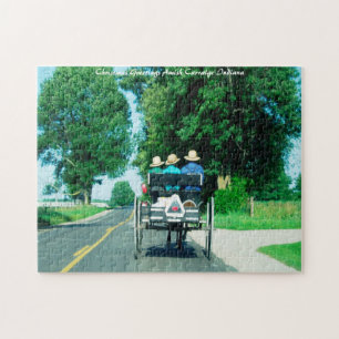 Christmas Greetings. Amish Carraige Indiana Jigsaw Puzzle