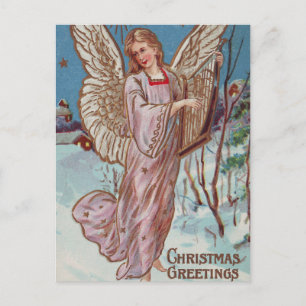 Christmas Greetings Angel Holiday Postcard
