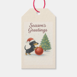 Christmas Greetings Dachshund Gift Tags