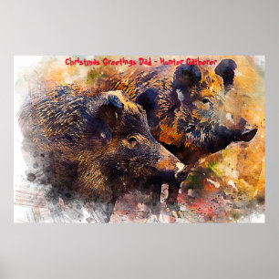Christmas Greetings Dad Hunter Gatherer Poster