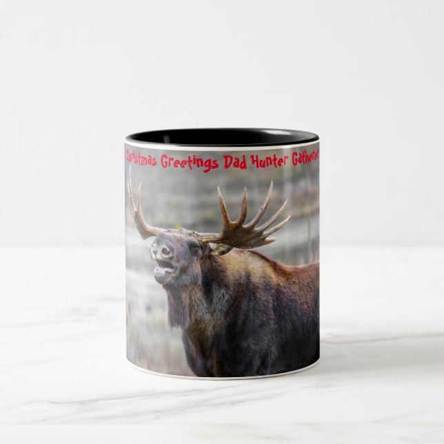Christmas Greetings Dad Hunter Gatherer Two-Tone Coffee Mug (Center)