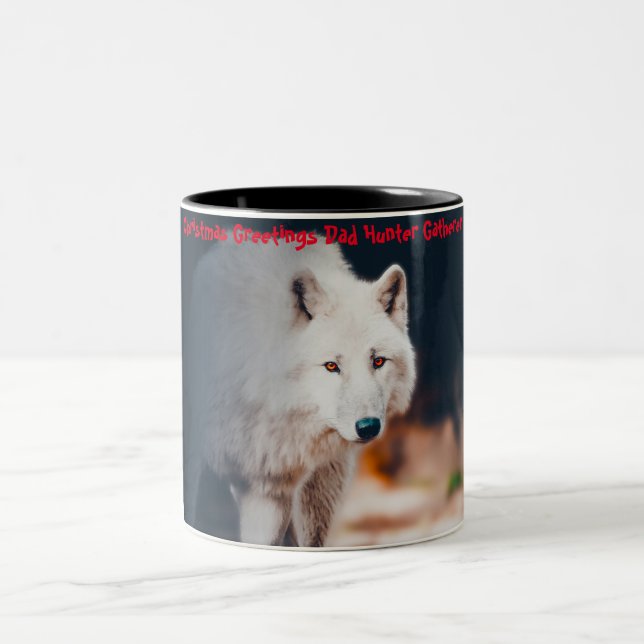 Christmas Greetings Dad Hunter Gatherer Two-Tone Coffee Mug (Center)