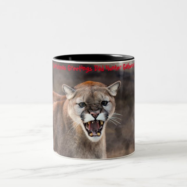 Christmas Greetings Dad Hunter Gatherer Two-Tone Coffee Mug (Center)