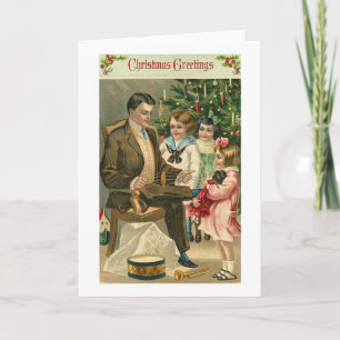 Christmas Greetings Father and Children Holiday Card