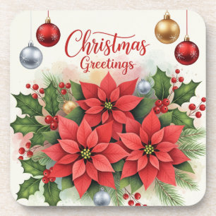 Christmas Greetings, Festive, Coaster