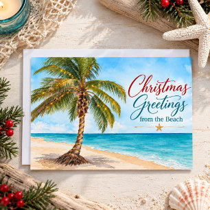 Christmas Greetings from Beach Tropical Palm Tree Holiday Card