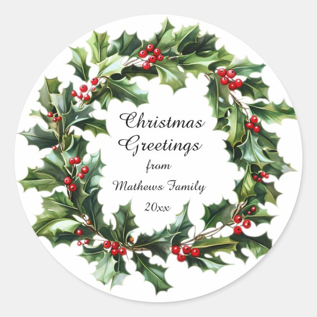 Christmas Greetings from Classic Round Sticker (Front)